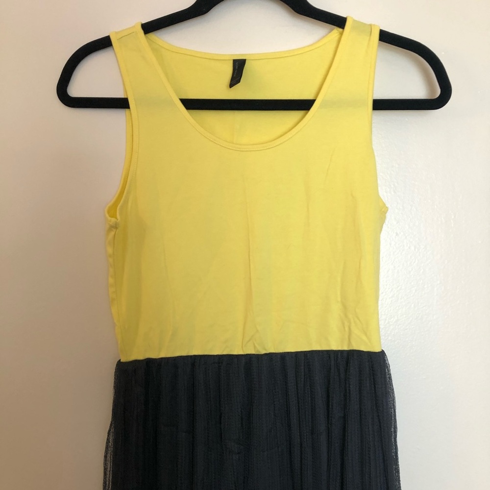 Yellow and navy tool dress